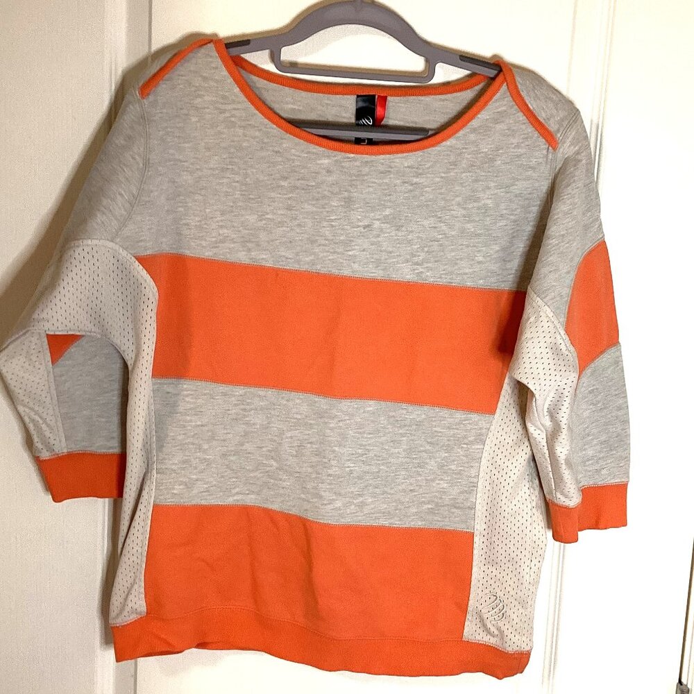 MPG Women's Thin Sweater / Top 3/4 Sleeves Mesh Sides Color Block Size M